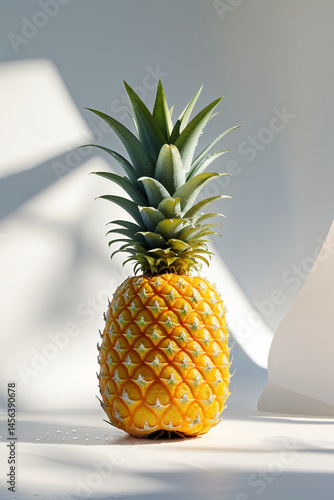 Pineapple on studio background, still life scene 