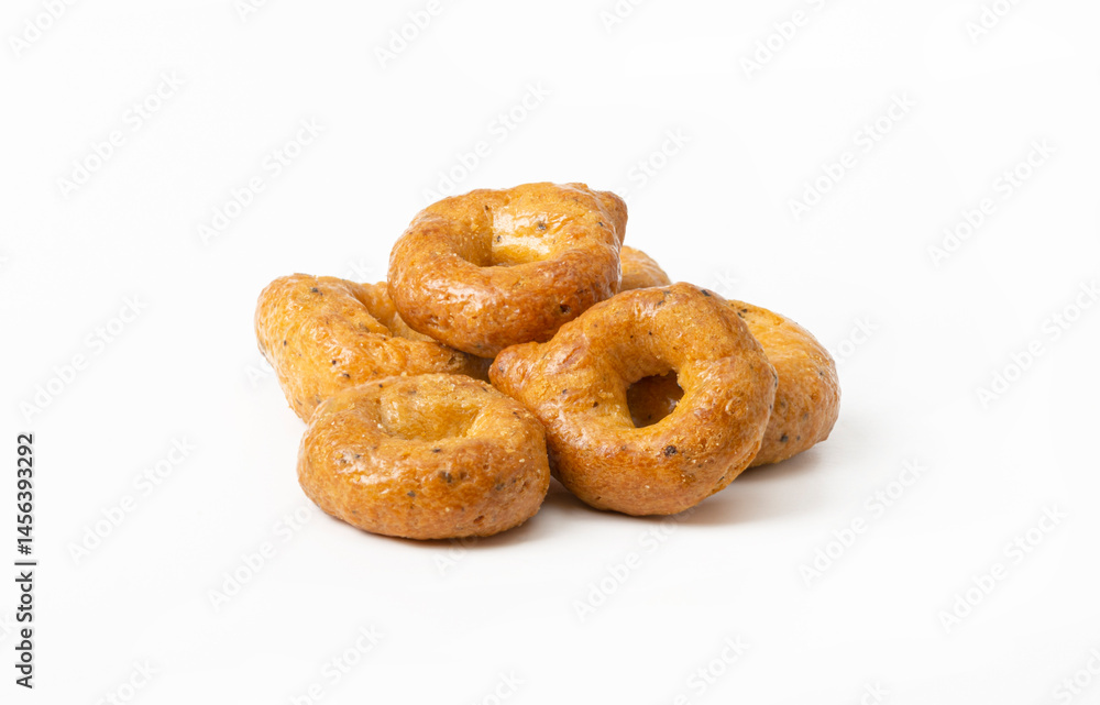 Cereal rings isolated on white background. Crispy breakfasts. Macro photography Cereal rings isolated on white background. Crispy breakfasts. Macro photography