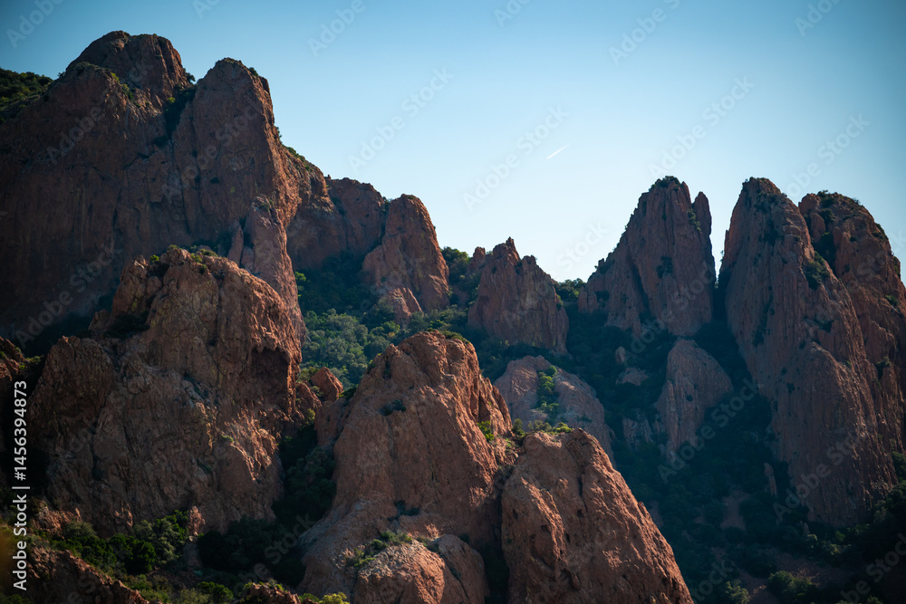 Obraz premium Aerial view of the Cap Roux at the Massif de L'Esterel in the French Riviera