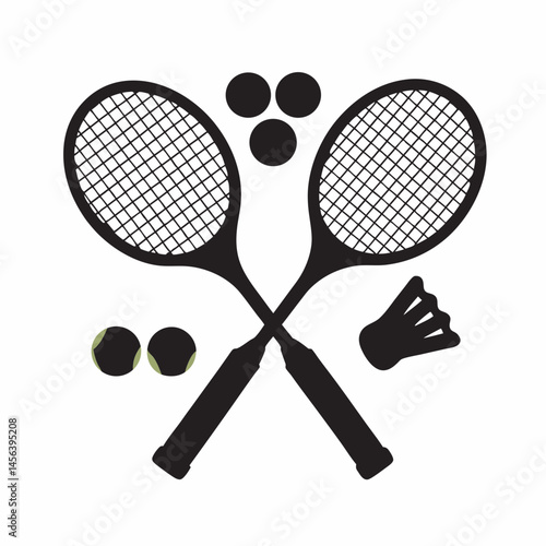 A tennis sport game equipment featuring a racket and balls, a fun activity often played on a court