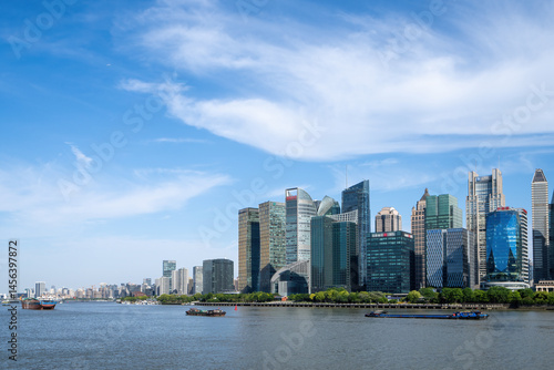 Captivating City Skyline Under a Clear Sky: A Panoramic View of Urban Life