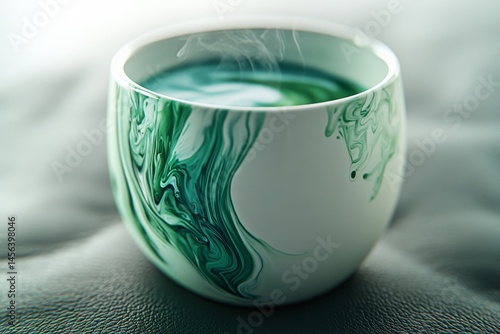 Wallpaper Mural Close-up of a decorative ceramic mug with swirling teal and green paint. Torontodigital.ca