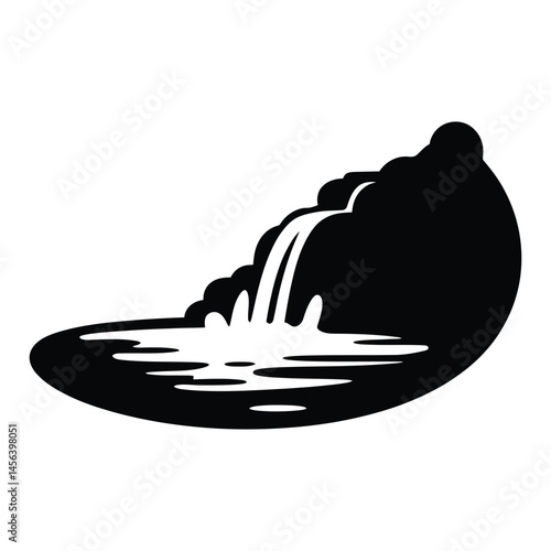 Geothermal hot spring Silhouette, Vector, Illustration, Icon, Logo, White Background.