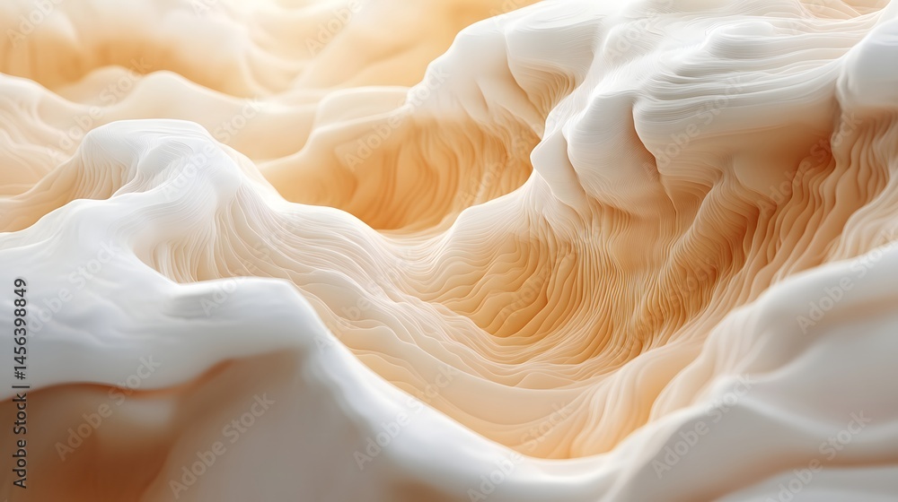 Fototapeta premium Abstract light wave design featuring white and orange colors creating a fluid and dynamic topographic wallpaper style
