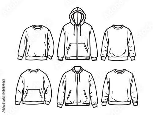 Sweat Shirt line art icon stylish wardrobe outline