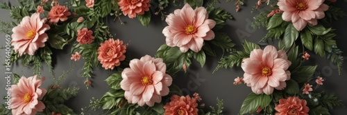 Classic faux flower wall panel; adds timeless charm  ,  floral design,  white,  rustic
