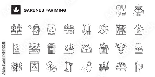 Variety of Farming Elements Agricultural and Gardening Icons	