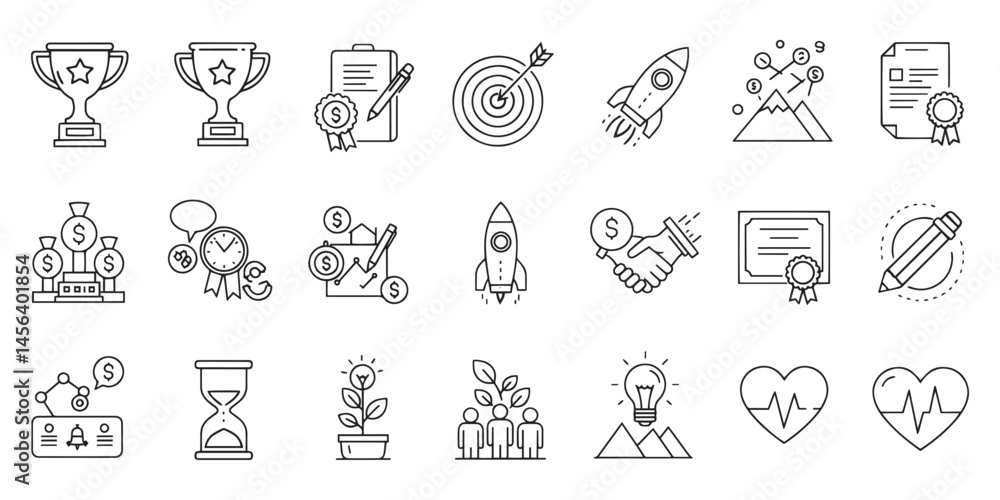 Fototapeta premium Business and leadership icons represent key aspects of company
