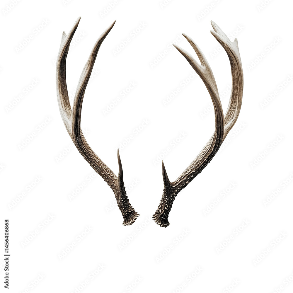 Obraz premium A pair of elegant deer antlers isolated on a plain background, ideal for a variety of creative uses