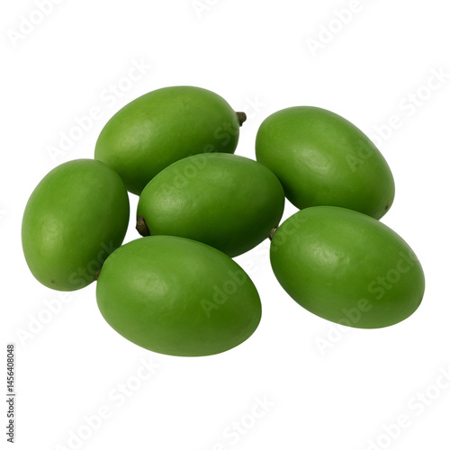 Wallpaper Mural Fresh Green Hog Plums on White Background – Unripe Spondias Dulcis Tropical Fruit. Torontodigital.ca