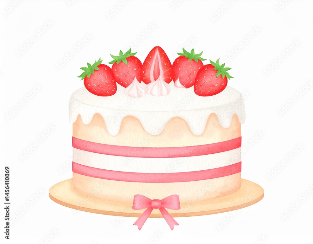 パステルカラーのいちごのケーキ イラスト パステルカラーのいちごのケーキ イラスト