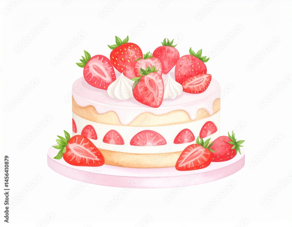 パステルカラーのいちごのケーキ イラスト パステルカラーのいちごのケーキ イラスト