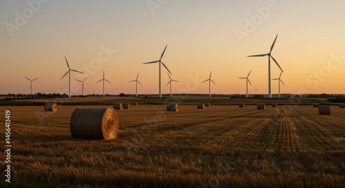 Wind Turbines at Sunset - Photo
