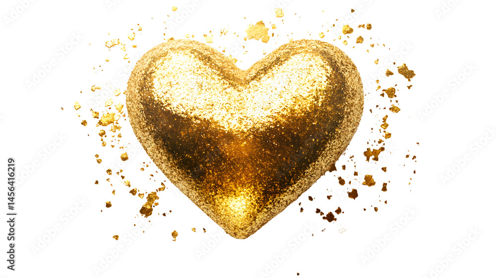 Shimmering Gold Heart Isolated on Pristine Background - Stunning Image! Shimmering Gold Heart Isolated on Pristine Background - Stunning Image!