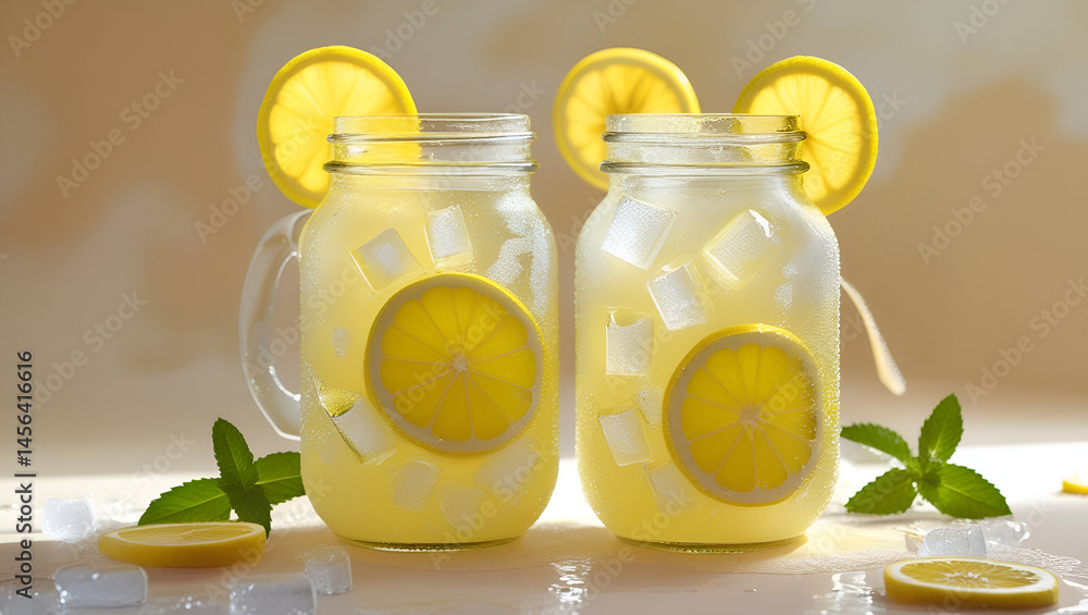 refreshing summer scene feat lemons juice ai genrative