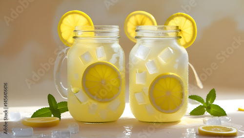 Obraz na płótnie refreshing summer scene feat lemons juice ai genrative w salonie