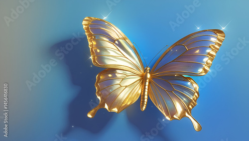 Obraz na płótnie stunning golden butterfly rests delicate ai genrative w salonie