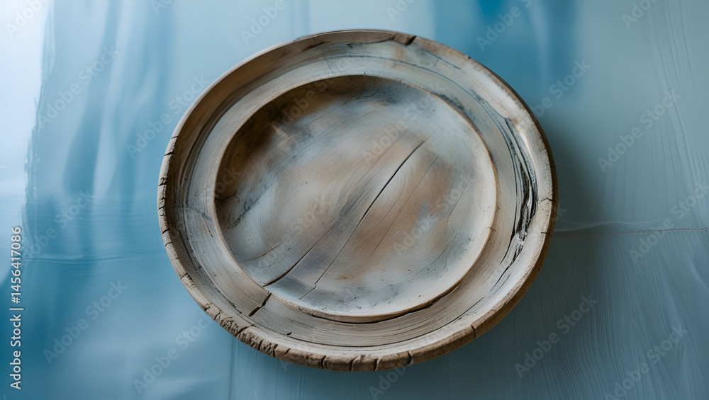 rustic circular wooden plate slightly wo ai genrative