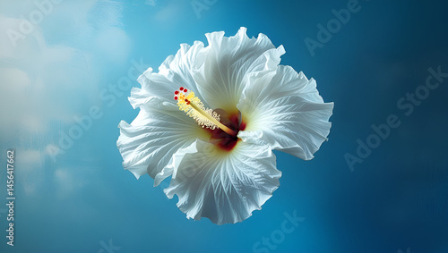 Obraz na płótnie delicate fully bloomed white hibiscus fl ai genrative w salonie