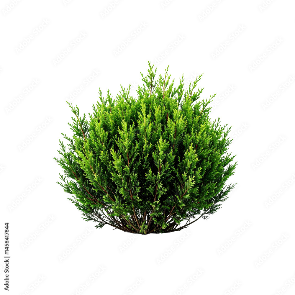 Fototapeta premium Isolated evergreen shrub thuja occidentalis danica landscaping plant on black background on transparent background