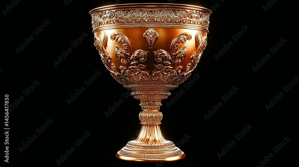 Shimmering golden trophy cup symbolizing victory and success 3d illustration Shimmering golden trophy cup symbolizing victory and success 3d illustration