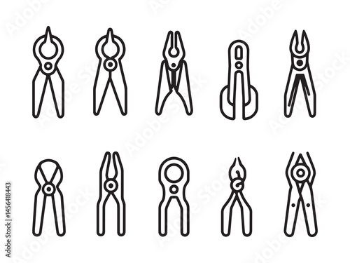 Tile nippers hand tool line art vector illustration