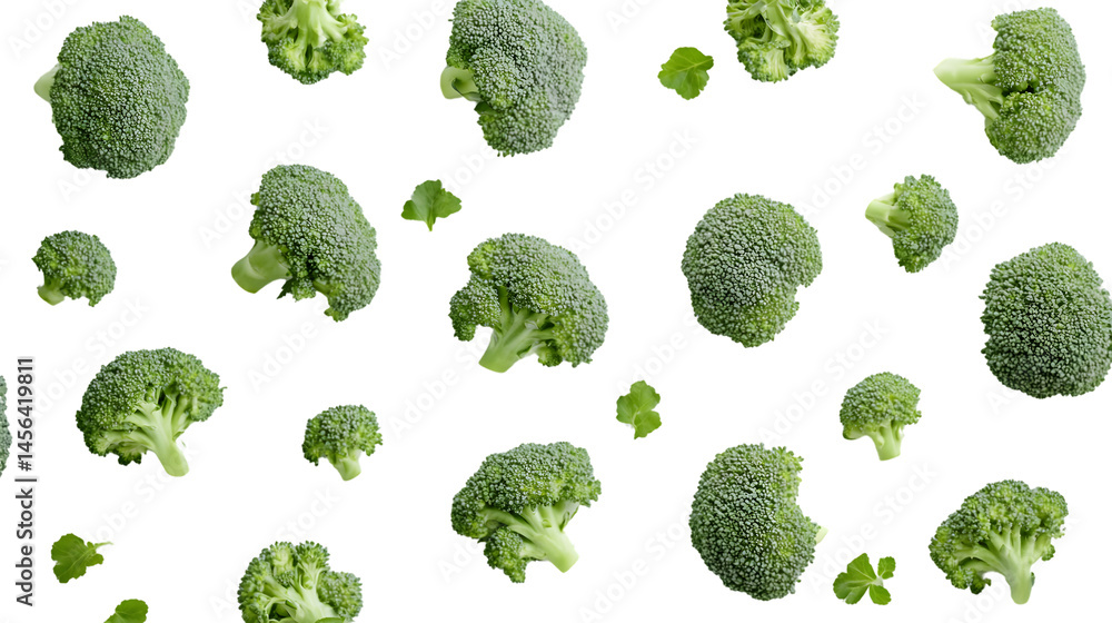 Fresh Broccoli Group on White Background - Isolated Vegetable Stock Photo Fresh Broccoli Group on White Background - Isolated Vegetable Stock Photo