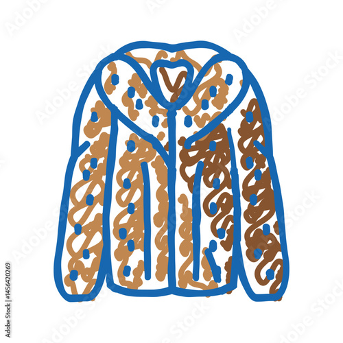 fur jacket outerwear female icon doodle illustration