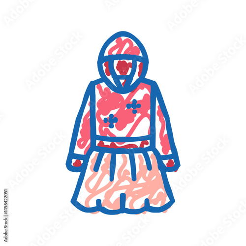 sweater dress tulle skirt girl baby cloth icon doodle illustration