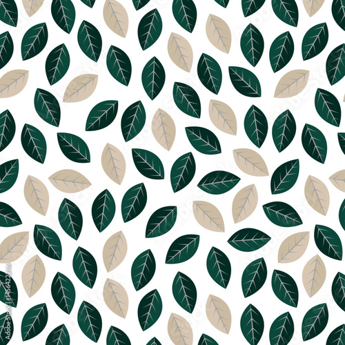 Scandinavian seamless doodle pattern with vintage leaves sketch. For wrapping paper. Ideal for wallpaper, surface textures, textiles.