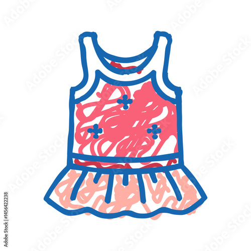 sleeveless tunic girl baby cloth icon doodle illustration
