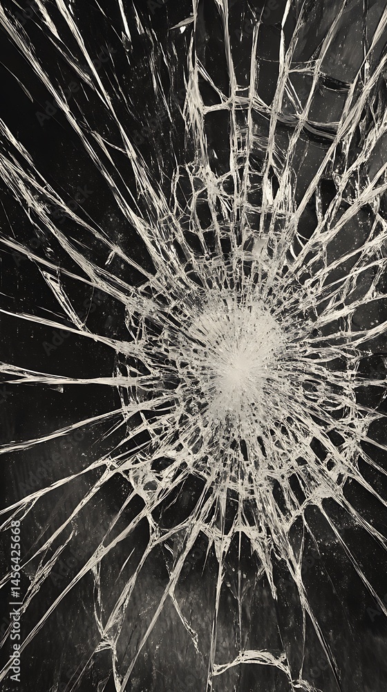 Naklejka premium broken glass on a black background. cracks in the glass. abstract background