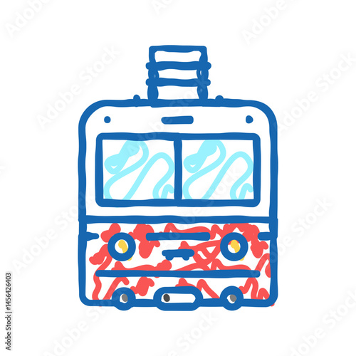 funicular transport vehicle icon doodle illustration