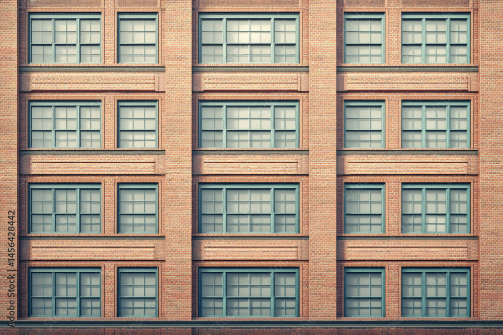 Fototapeta premium Brick building facade many windows classic design