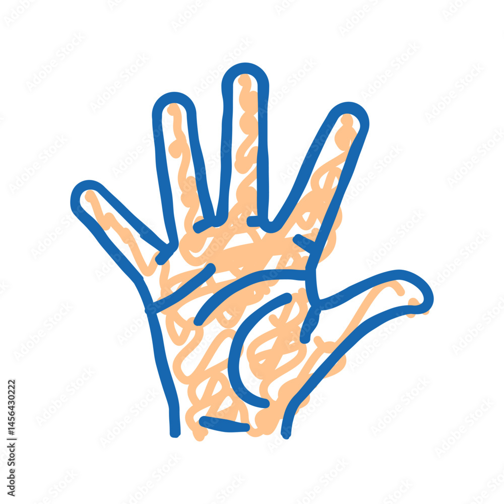 Obraz premium five number hand gesture icon doodle illustration
