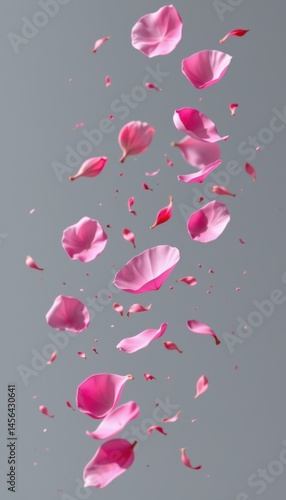 Obraz na płótnie flying pink petals isolated on transparent background cutout w salonie