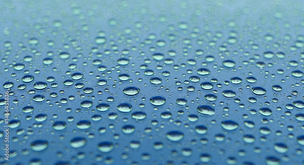 Macro Photography of Water Droplets on a Blue Surface Macro Photography of Water Droplets on a Blue Surface