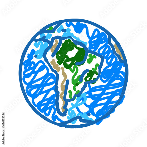 south america earth planet map icon doodle illustration