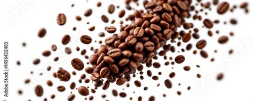 Obraz na płótnie coffee beans flying isolated on isolated png background. generative ai. w salonie