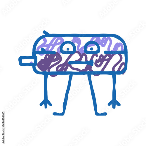 pencil case school character icon doodle illustration