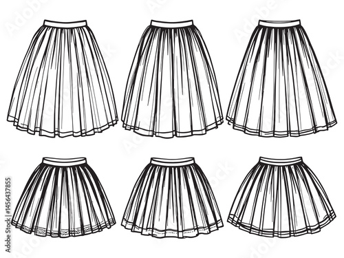 Tulle Skirt art icon minimal fashion outline design