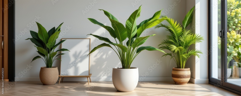 tropical house parlor parlm plant in modern pot or vase isolated on transparent background generative ai