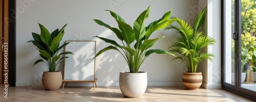 tropical house parlor parlm plant in modern pot or vase isolated on transparent background generative ai