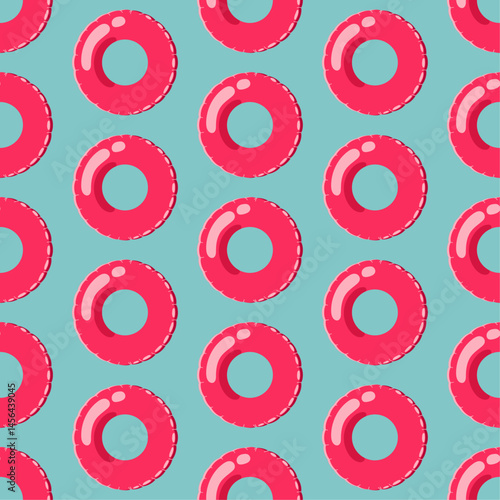 summer seamless pattern swim rings in swimmimgpool