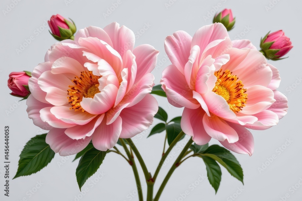 beautiful peony flowers isolated on a transparent background. generative ai