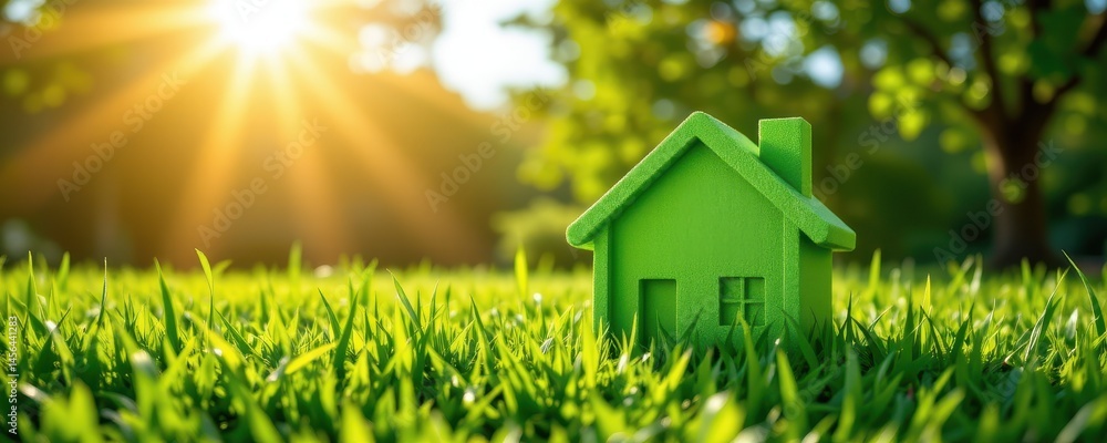 the image portrays a conceptual representation of a green home and environmentally friendly construction