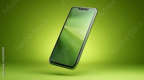 Sleek smartphone hovers on a vivid green gradient