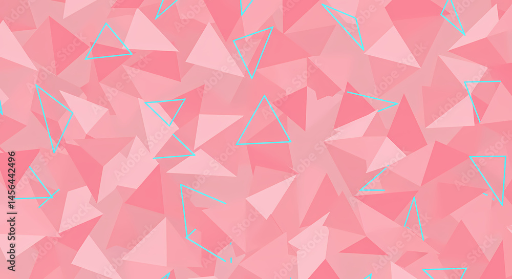 Abstract Pink Polygon Pattern Background Design with Blue Triangles Abstract Pink Polygon Pattern Background Design with Blue Triangles