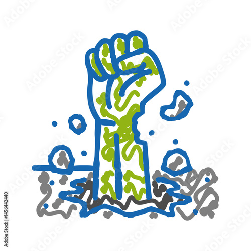 hand scary zombie icon doodle illustration