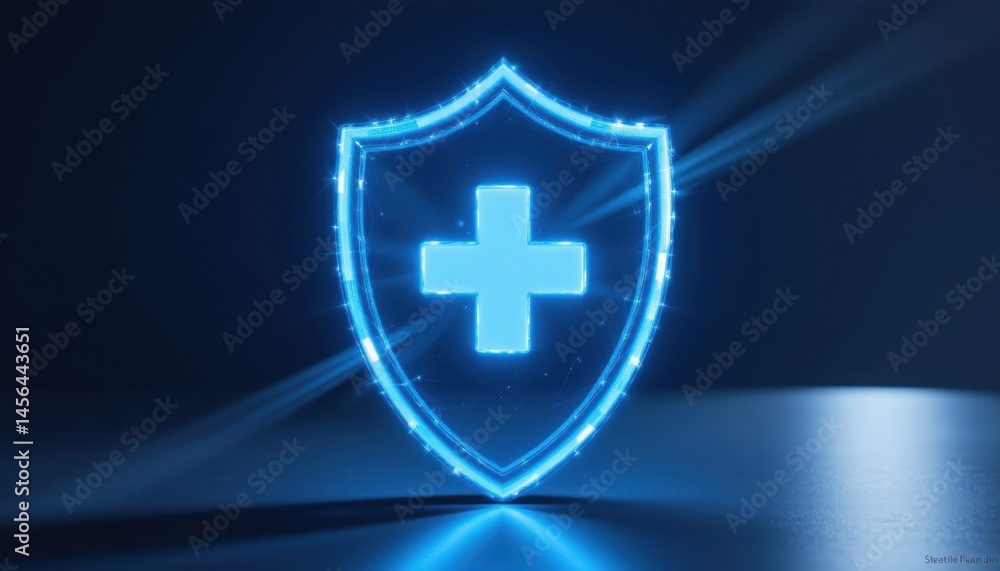 Obraz premium Protective health shield digital space graphic design futuristic environment abstract viewpoint wellness concept